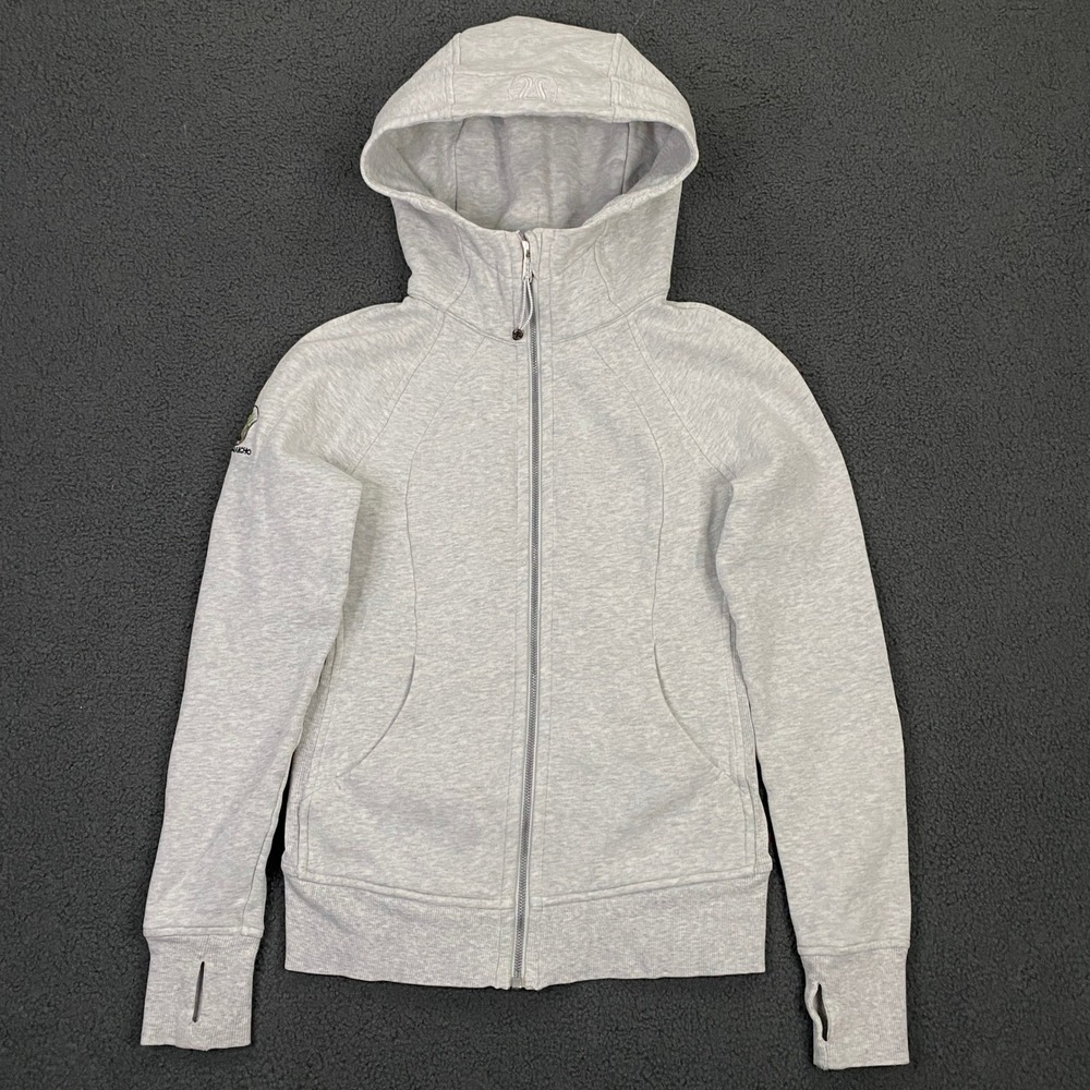 Lululemon Scuba Hoodie Womens 4 Heather Gray Full Zip Cotton Yoga Sweatshirt